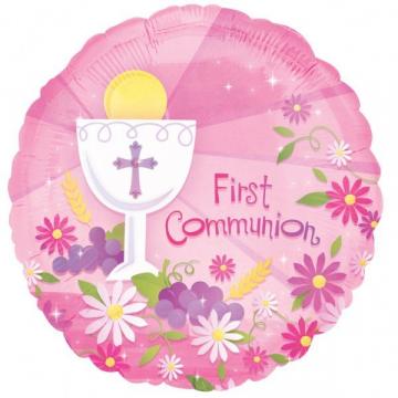 Pink First Communion Foil Balloon