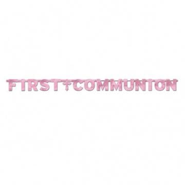 First Communion Letter Banner - Pink