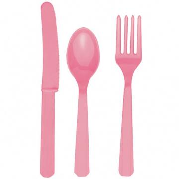 Pink Plastic Cutlery Set