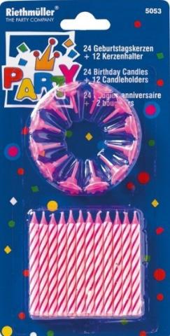 Pink Birthday Candles - 24 Pack