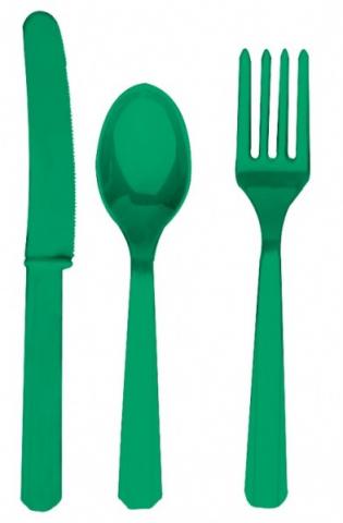 24 Piece Cutlery Set - Festive Green