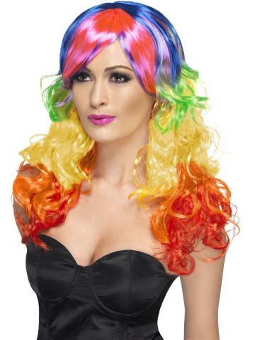 rainbow curl wig