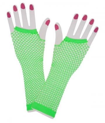 Neon green fishnet gloves