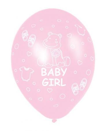 Baby girl pretty pink latex balloon