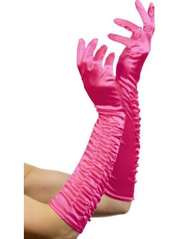 Temptress Satin Gloves - Hot Pink