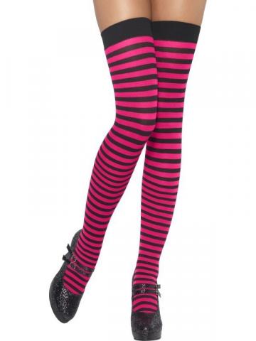 Striped stockings - black/pink