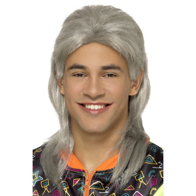 Grey 80's Mullet Wig