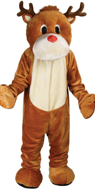 Adult Unisex Giant Reindeer Mascot Christmas Fancy Dress Costume - One Size