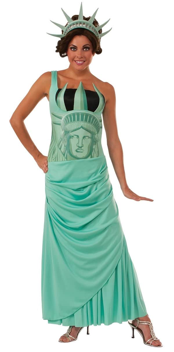 STATUE OF LIBERTY WOMEN'S COSTUME WITH HEADPIECE FOR FANCY DRESS 