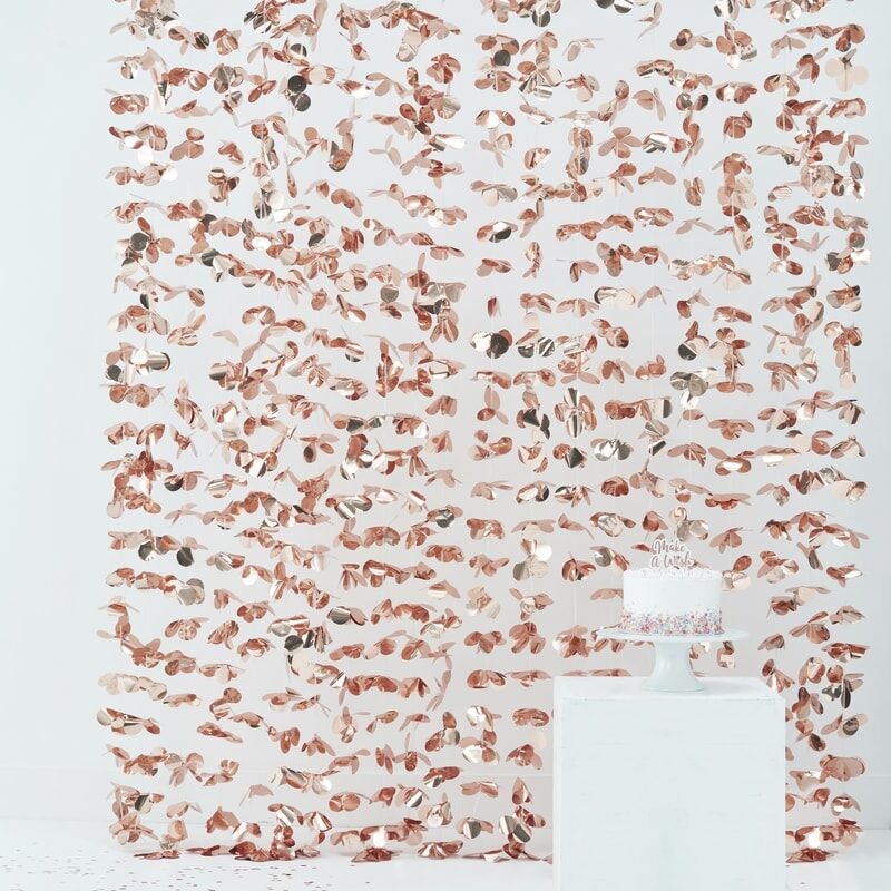 Rose Gold Flower Foil Curtain Backdrop