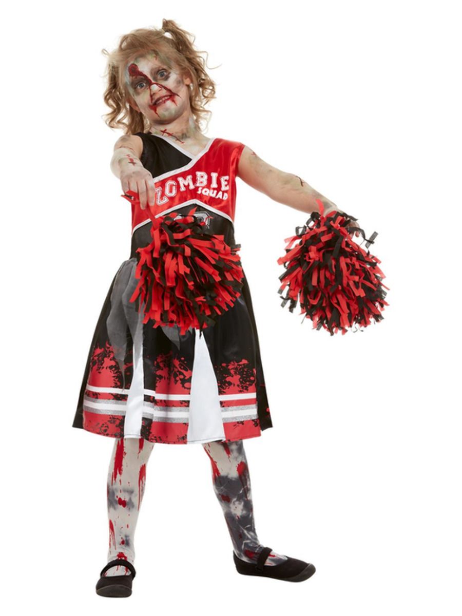 Red Zombie Cheerleader Costume Kids