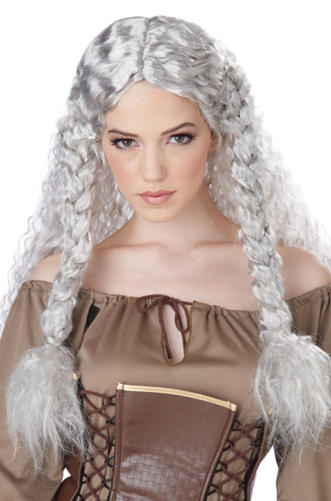 Grey Viking Princess Wig