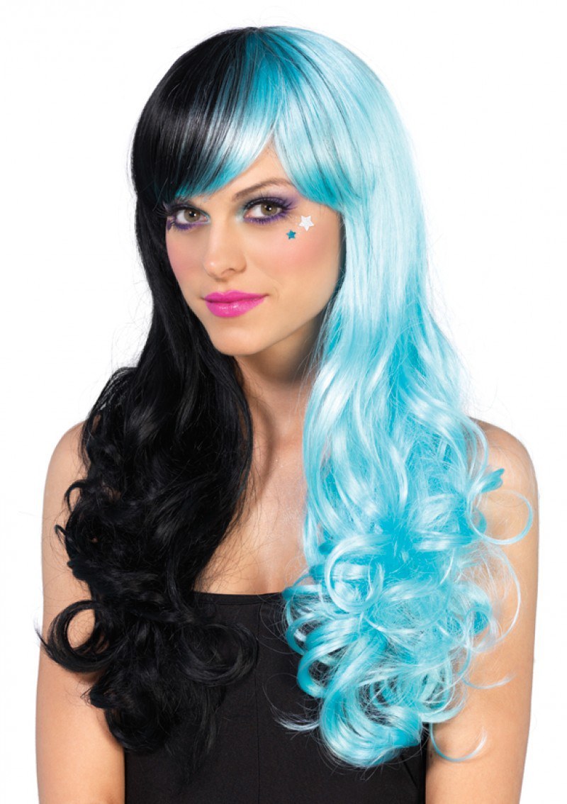 Split Long Curly Wig With Optional Pony Tail Clips
