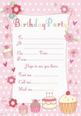 Cupcake Birthday Party Invitations - 20 Pack