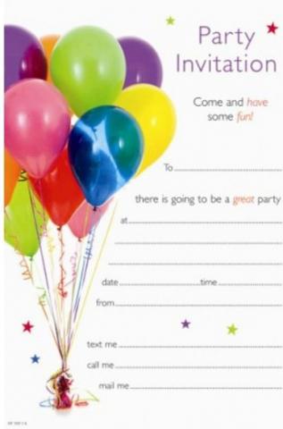Balloon Party Invitations - 20 Pack
