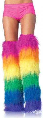 Furry Neon Rainbow Leg Warmers