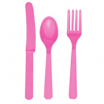 Pink Plastic Cutlery Set
