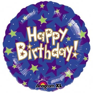 Happy Birthday Stars Balloon - 17"