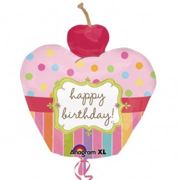 Happy Birthday Cupcake Foil Balloon - 24"x22"