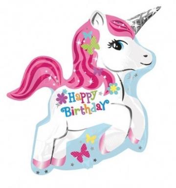 Happy Birthday Unicorn Foil Balloon - 21"x19"