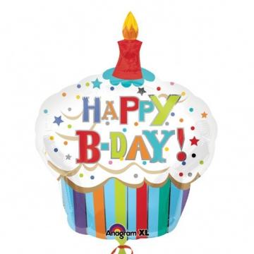 Happy Birthday Cupcake Balloon - 36"x29"