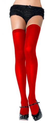 Nylon Thigh High Stockings - red