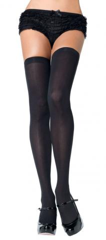 Nylon Thigh High Stockings - Black