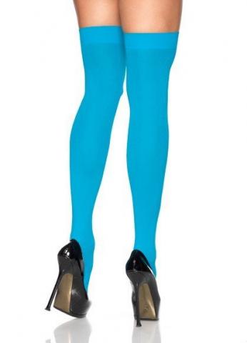 Nylon Thigh High Stockings - Turquoise