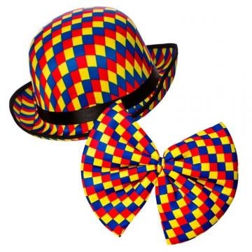 Clown Bowler Hat & Bow Tie