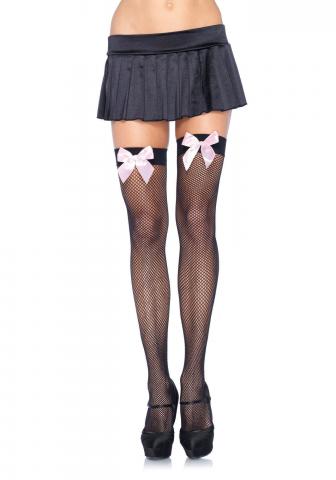 Fishnet Stockings - Pink Bow