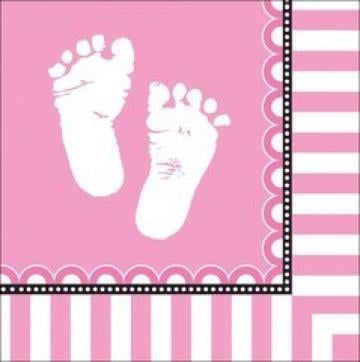 Sweet Baby Feet Pink Napkins - 16 Pack