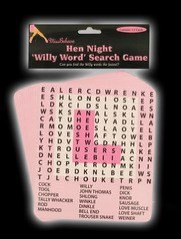 Hen Night 'Willy Word' Search Game