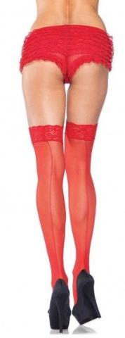 Red Sheer Stockings With Back Seam