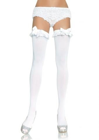 White Over The Knee Stockings With Bow