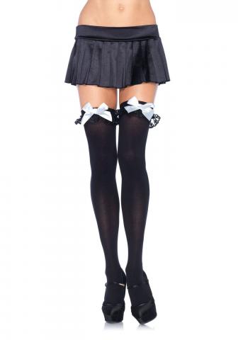 Black Stockings With White Bow and Ruffles