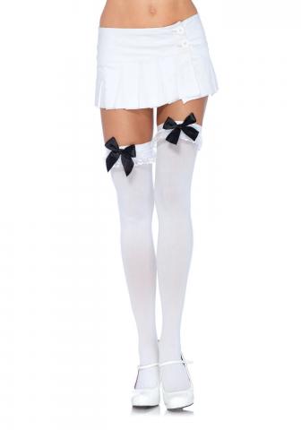 White Stockings With Black Bow & Ruffles