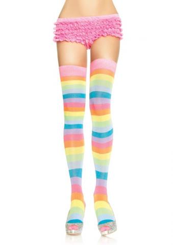Acrylic Neon Rainbow Thigh High Stockings