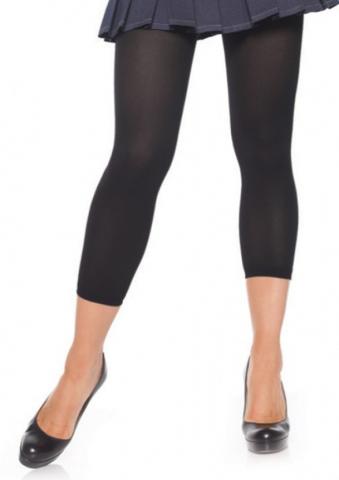 Opaque Footless Tights - Black