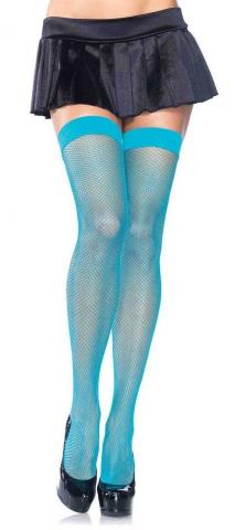 Nylon Fishnet Stockings - Neon Blue