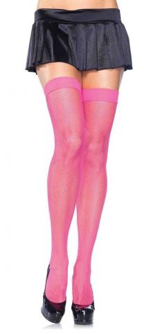 Nylon Fishnet Stockings - Neon Pink