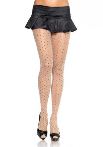 Sheer pantyhose with contrast woven dots Nude/Black