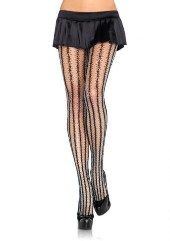 Thorn Net Contrast Colour Pantyhose - Turquoise/Black