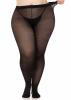 Plus Size Opaque Sheer To Waist Tights With Cotton Crotch Black