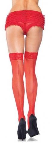 Sheer Stockings With Backseam - Red