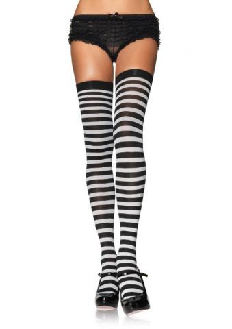 Plus Size Nylon Stocking With Stripes - 1X-2X
