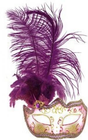 Glitter Eye Mask With Feathers - purple
