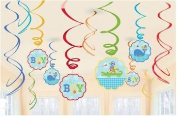 Baby Shower Swirl Decorations - 12 Pack