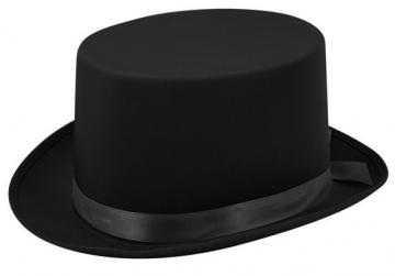 black topper satin hat