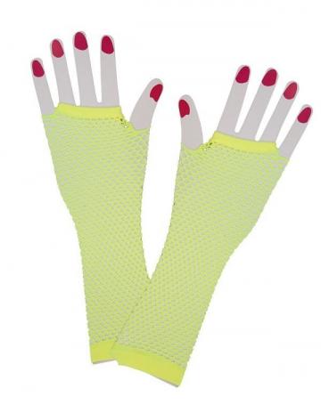 Neon yellow fishnet gloves