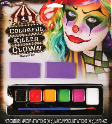 colourful killer clown makeup set